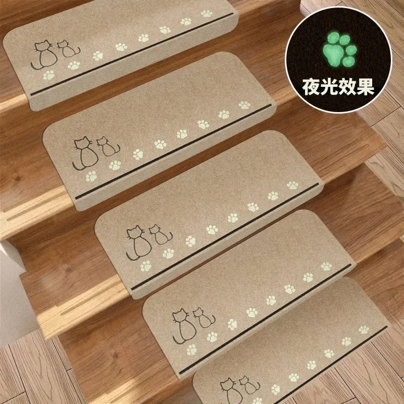 14pcs Stair Step Mat, Self-adhesive, Solid Wood for Home Use, Non Slip Floor Mat for Stairs, and Foot Mat for Home Use