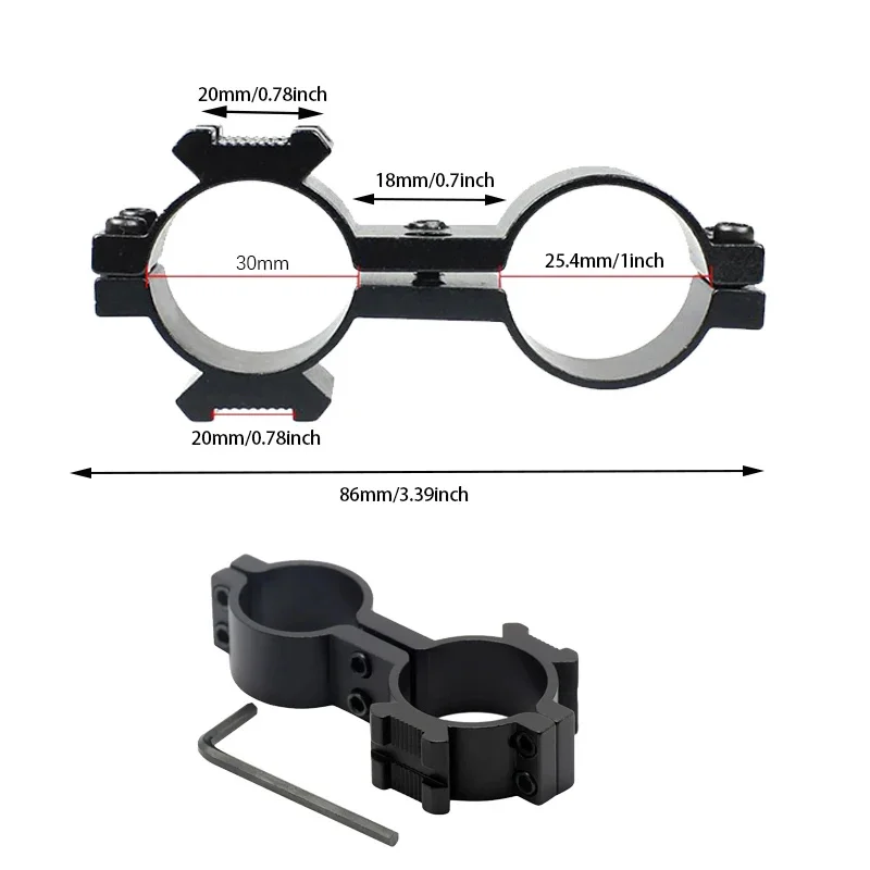 Bracket Barrel Mount Holder Tube 25.4mm 30mm/1inch Heavy Duty With Double 20mm Rail For Flashlight Torch Laser Scope - view 6