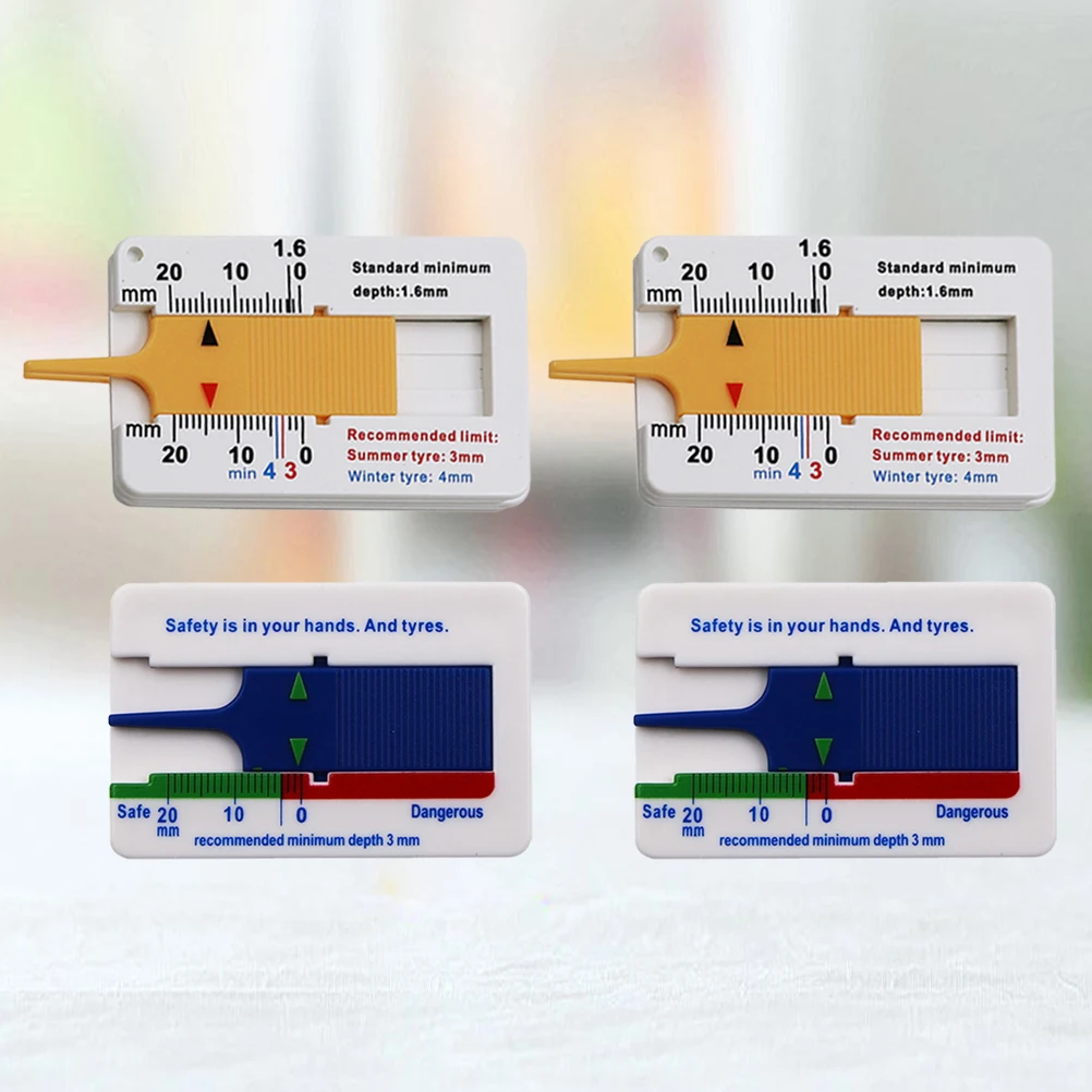 

4Pcs High Precision Portable Tread Pattern Depth Gauge Height Depth Measure Tool (0-20MM Yellow + Blue)