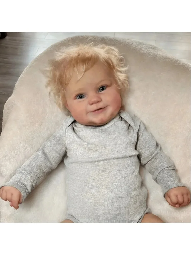 BZDOLL 20 cali 50 CM 3D-pomalowana skóra Reborn Uśmiechnięta Lalka z Wizualizacją Żył, Materiałowe Ciało, Winylowa Lalka Zabawka Maddie dla Dzieci i Maluchów, Realistyczna — 2
