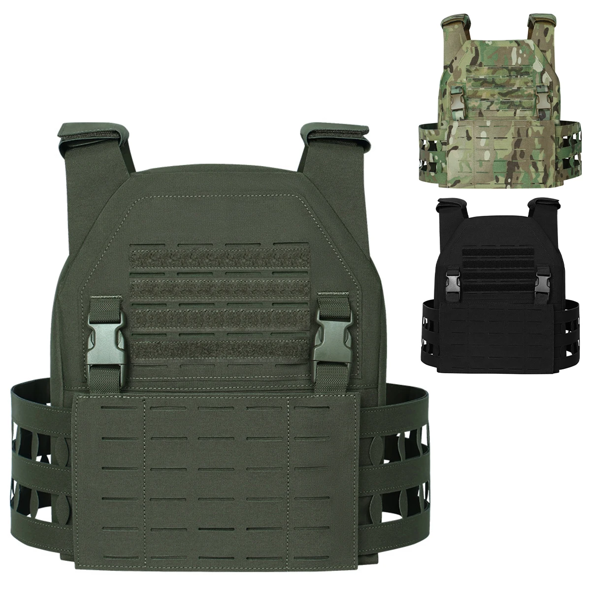 

Tactical Airsoft Vest Plate Carrier Laser Cut MOLLE Combat Protective Vest Multi Outdoor Lightweight Quick-Release Hunting Vest
