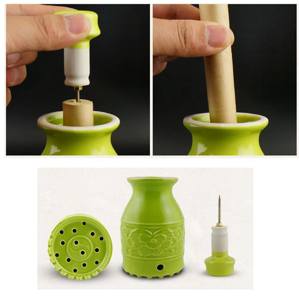 1Pcs Ceramic Moxibustion Pot Portable Lightweight Moxa Burner Moxa Massage Tool Pain Relief for Arthritis Neck Shoulder with