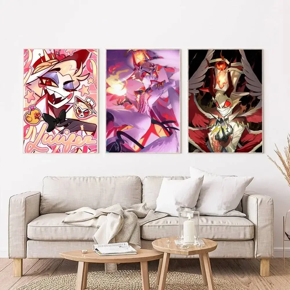 Anime Cartoon Character L-Lucifer Morningstar Posters Self Adhesive Waterproof Ideal For Living Room Bedroom Bar Decoration