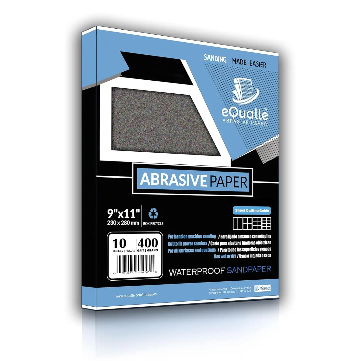 

400 Grit Sandpaper Sheets, 10 Pack, 9x11 in, Waterproof Abrasive for Wood Metal Drywall Smooth Sanding Paint Removal