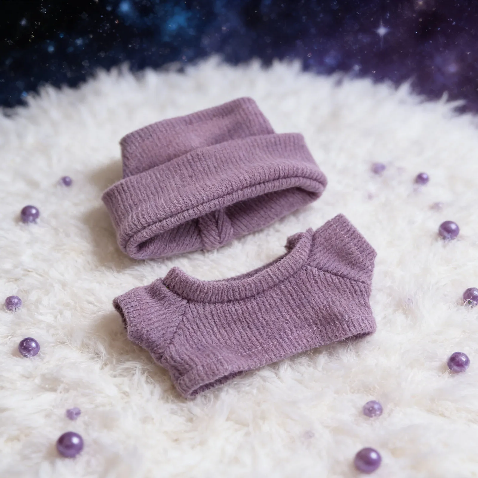 

1 Set 10Cm Mini Knit Sweater and Beanie Outfit Figure Clothes for Dress Up Accessories Clothes for 10Cm Mini