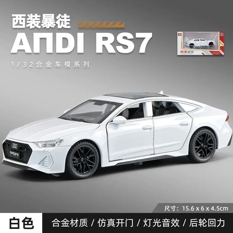 รถของเล่นโมเดล Audi RS7 Sportback อัลลอยด์ไดแคสต์ ขนาด 1:32 เปิดประตูได้ 6 บาน พร้อมระบบดึงหลัง ล้อทำจากยาง ของตกแต่ง ของเล่นรถยนต์ ของขวัญ