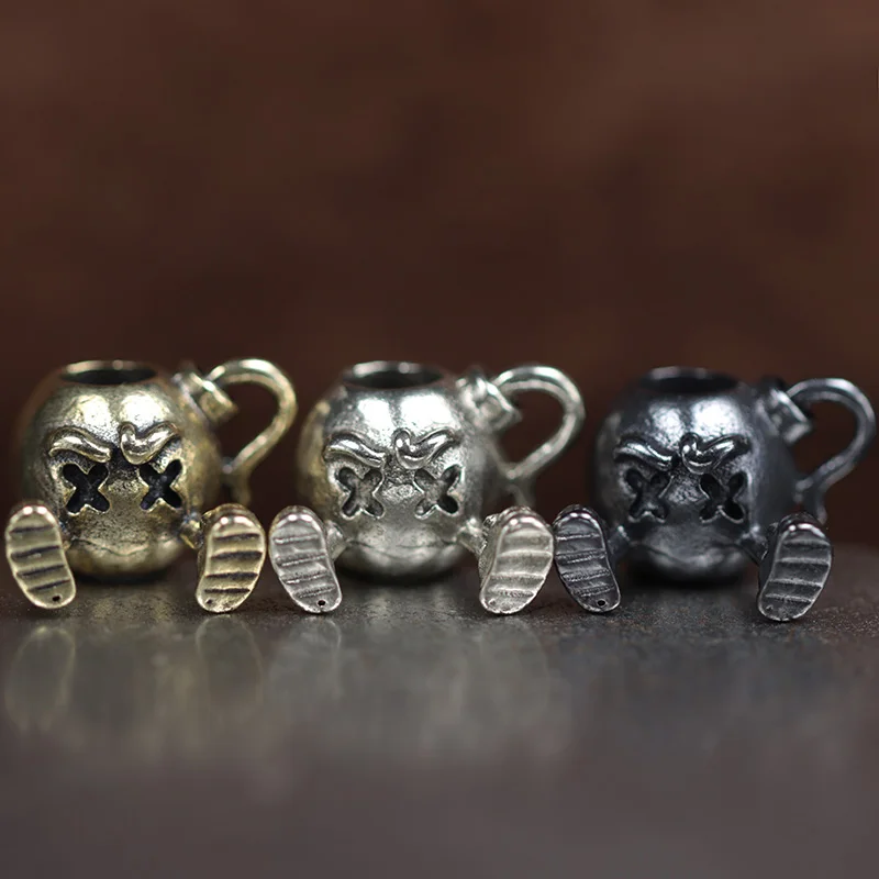 Cartoon Boy Figures Brass Knife Beads Woven Lanyard Pendant DIY Paracord Charms Accessories EDC Outdoor Survival Tool Decor
