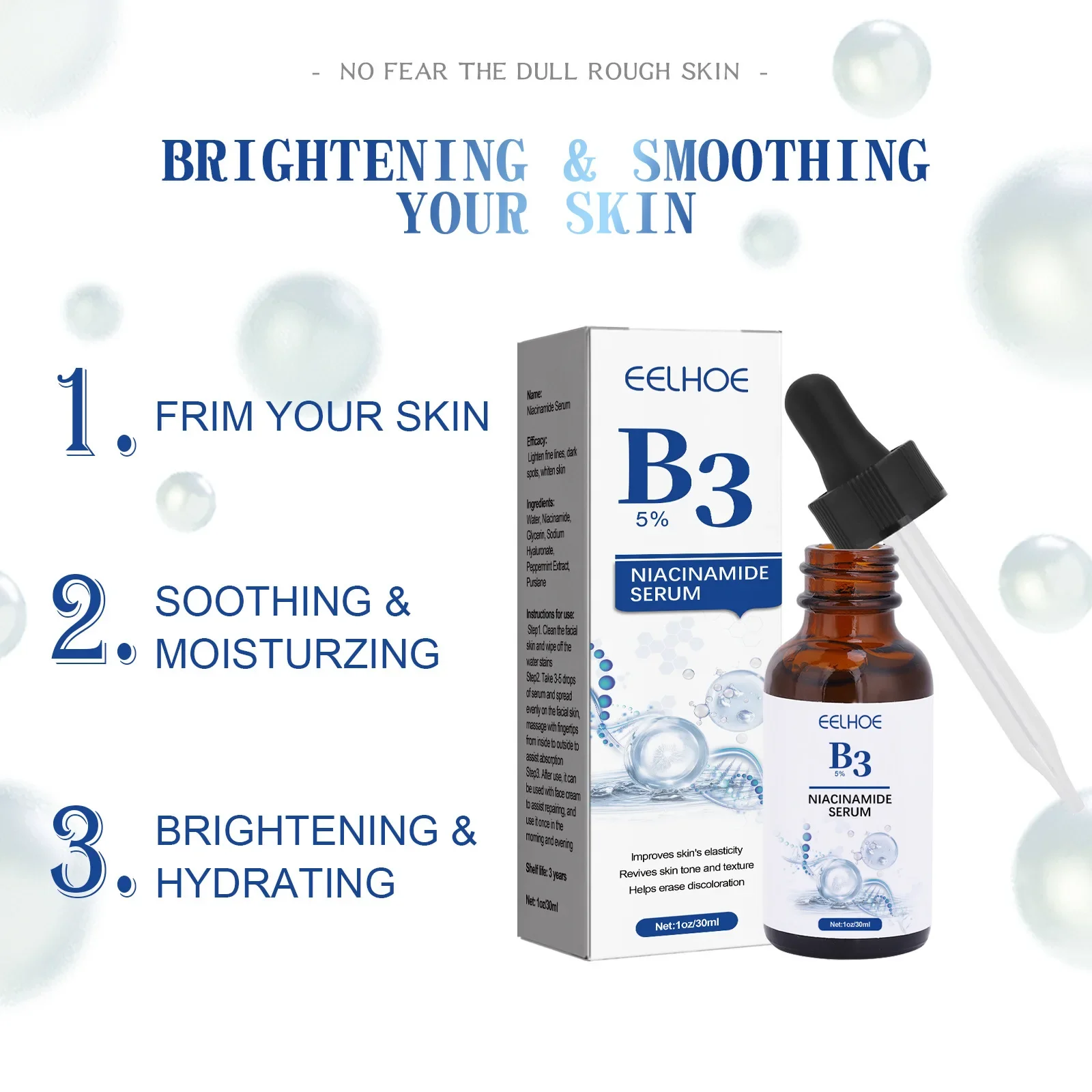 

Eelhoe B3 Nicotinamide Brightening Essence Fade Black Spots Fine Lines Anti-Wrinkle Whitening Hydrating and Brightening Skin