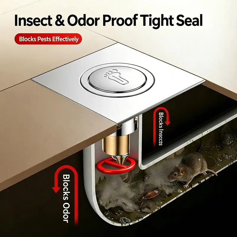 1Pcs Push Type Sink Drain Insert Stainless Steel Floor Drain Core Plastic/Copper Core Insect Proof Odor Prevent Drain Filter
