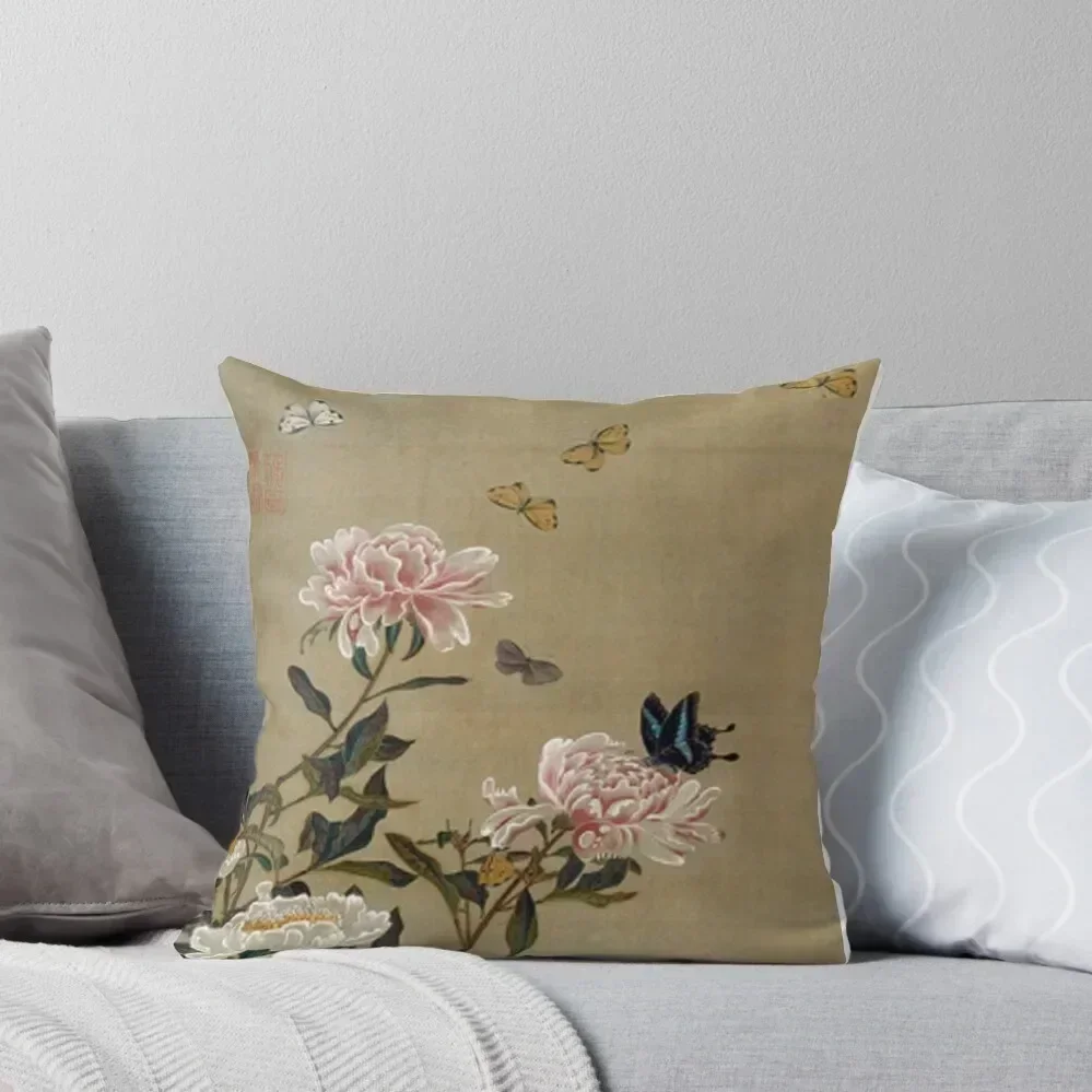 Favourite Artists - Peonies & Butterflies - Jakuchu? Ito Throw Pillow Cushion Covers For Living Room Sofa Cushions Cover pillow