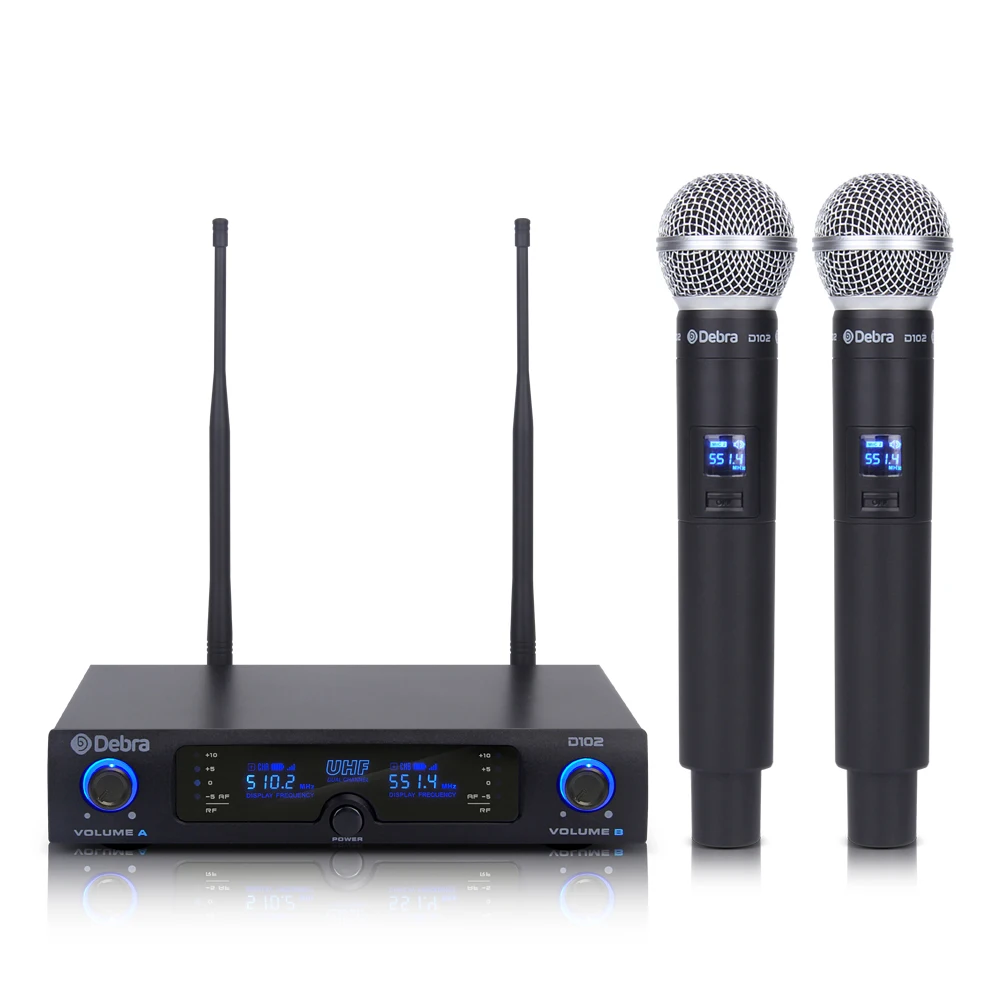 

Debra Audio D-102 Portable Audio Interface 8-Cordless Microphone Receiver UHF Wireless Microphone System Noise Cancelling
