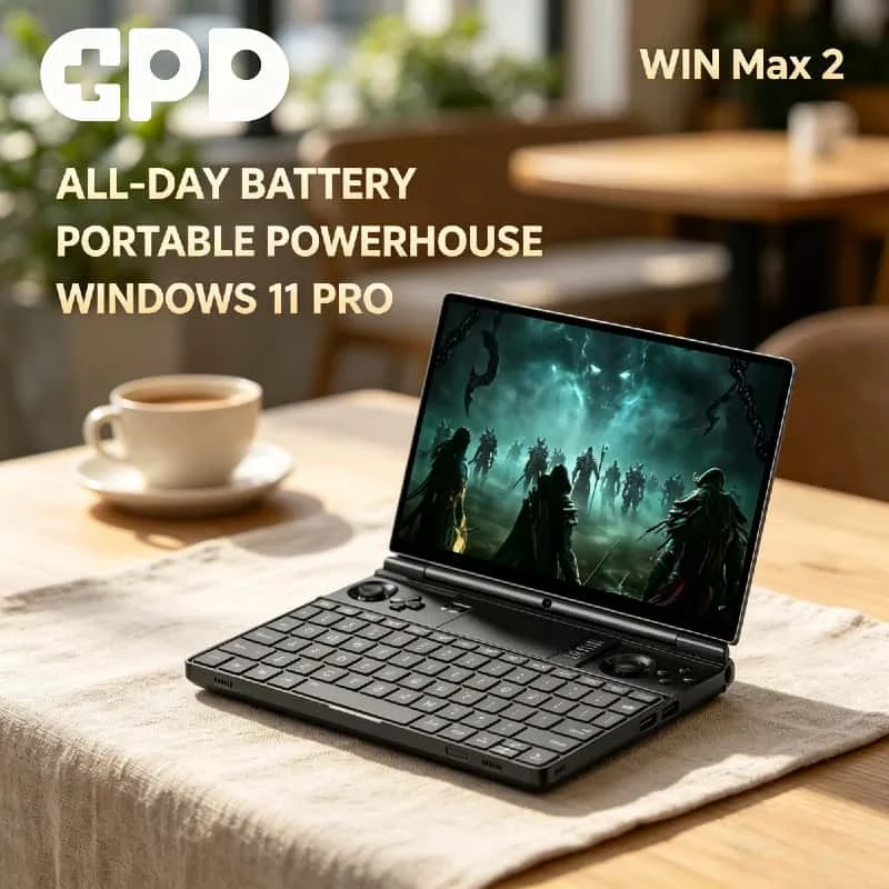 Portátil para Juegos GPD WIN Max 2 2026, AMD Ryzen AI 9 HX 370, 32GB RAM LPDDR5, Disco Duro SSD de 2TB, Mini PC Notebook Pro Max
