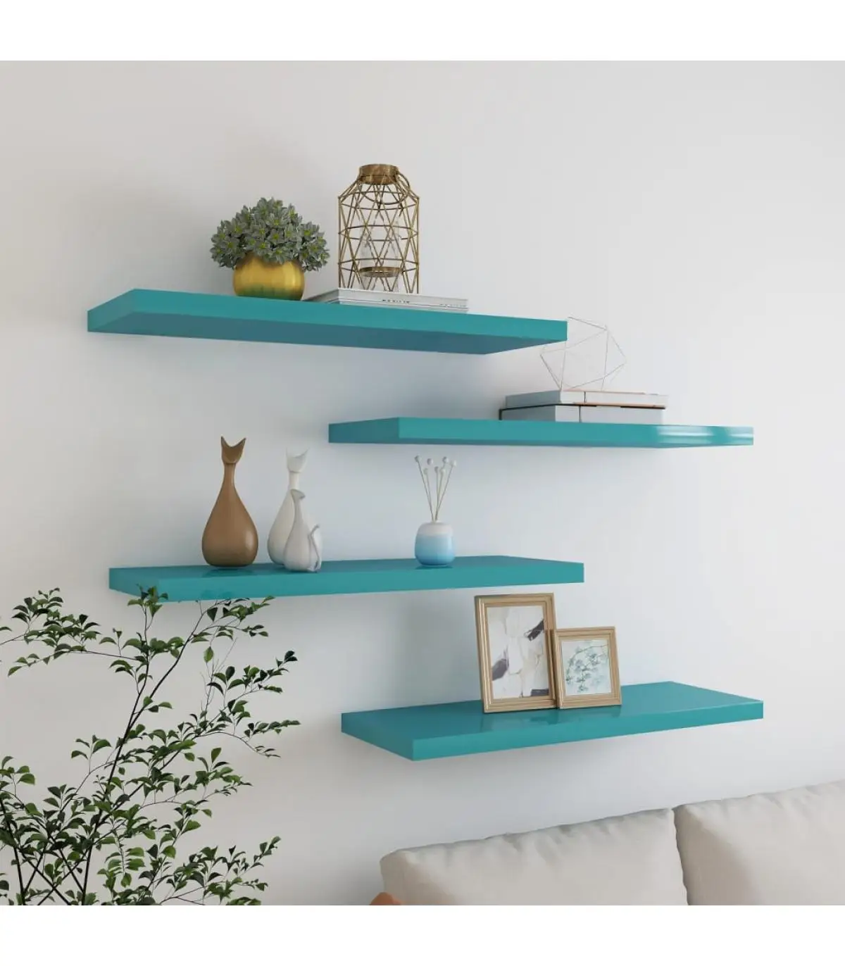 Shelves and shelving floating shelves 4 Pcts blue MDF 80x23,5x3,8cm