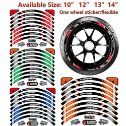 8PCS 10in 12in 13in 14 in Universal Motorcycle Wheel Tire Stickers Reflective Rim Tape Motorbike Bicycle Decals (for one wheel)