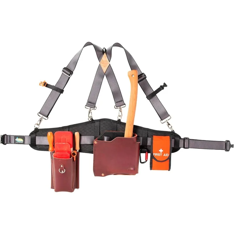Kit cintura per legname, cintura per attrezzi Latigo con bretelle, accessorio per arborist, cintura per attrezzi da donna e da uomo per taglie 30