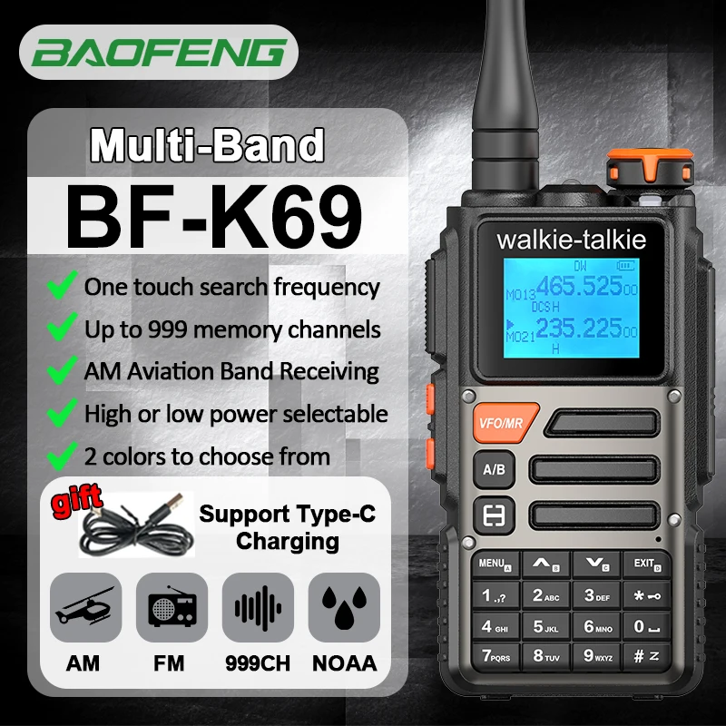 宝峰-bf-k69-長距離無線機-ワイヤレスコピー周波数-マルチバンド-uhf-vhf-type-c-ハム-双方向無線-uv-5r-uv-k6-アップグレード版