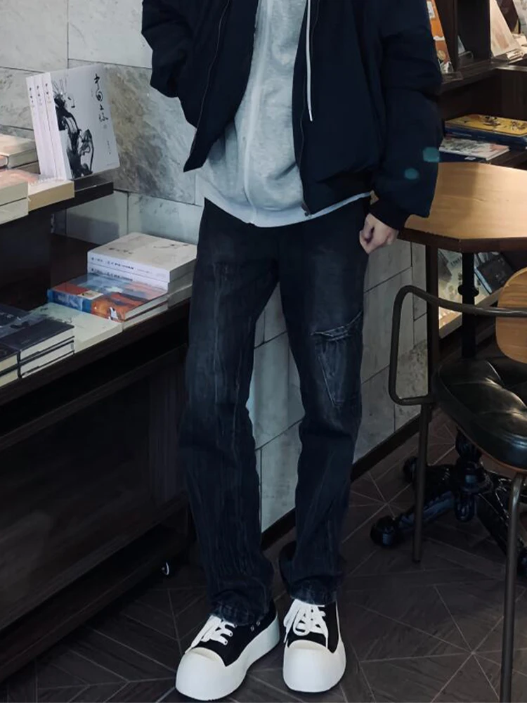 

Мужские облегающие прямые джинсы Waed Bla ey High Street, длинные брюки в американском стиле ретро, джинсы из смеси хлопка и полиэстера