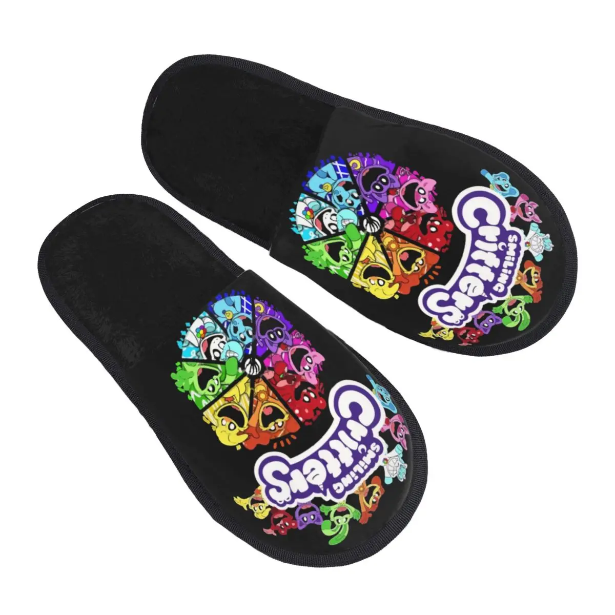 Custom Print Women Smilings Critters Logo Game Cartoon House Slippers Cozy Warm Memory Foam Fluffy Slipper Indoor Outdoor Shoes