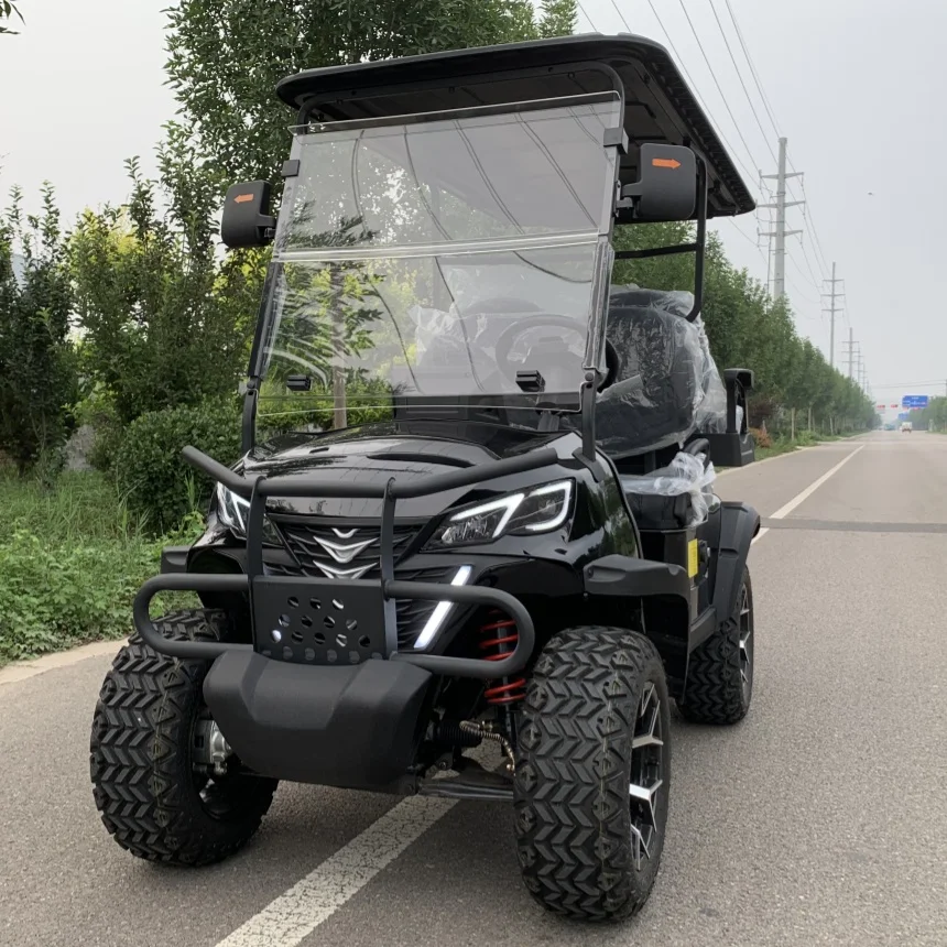 Electric Golf Cart Customizable Front Bumper Flip Down Folding Windshield Double Wishbone Independent Suspension Golf Cart