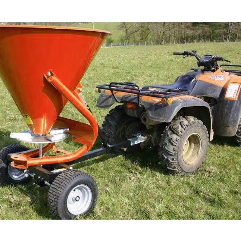 ATV tow behind fertilizer spreader and salt spreader