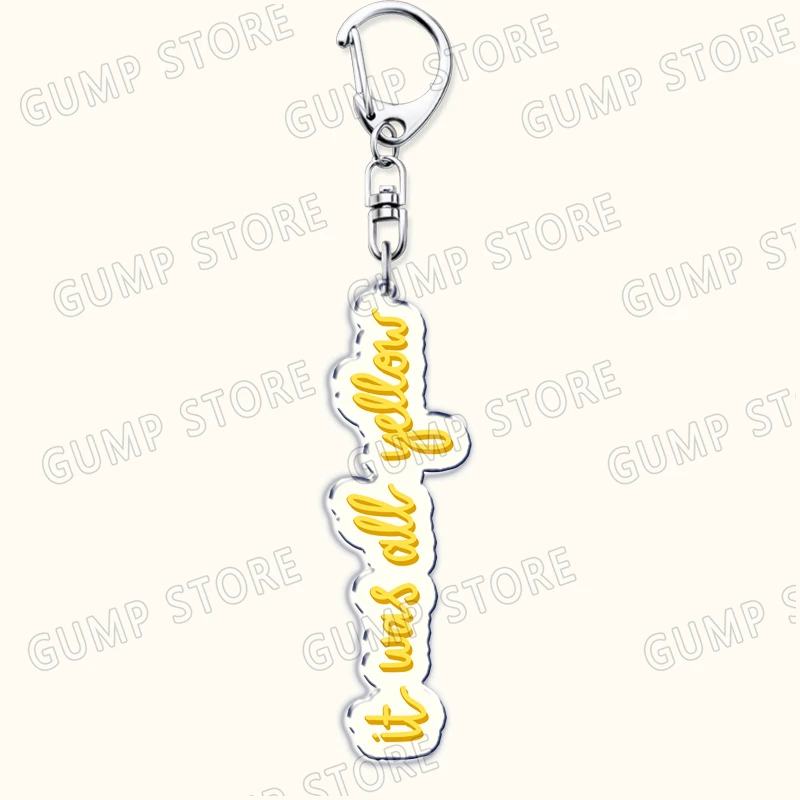 Hot Band Keychains for Women Accessories Sunflower Saturn It Was All Yellow Lyric Music Songs Album Keyring Fans Friends Gifts