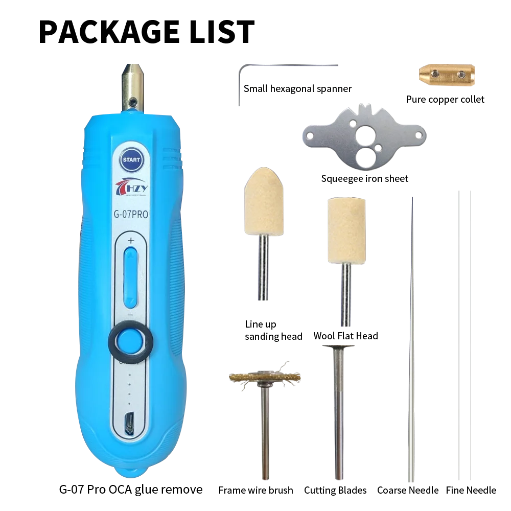 HZY G-07Pro Electric OCA Glue Remover Tool with Green Dust Display Lamp Led Display for Phone Screen OCA Polarized Clean