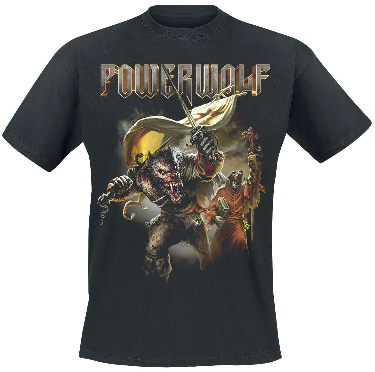 Powerwolf Sinners of The Seven Seas Unisex Cotton T-shirt, Pirate Werewolf Print, Heavy Metal Rock Band Casual Tee