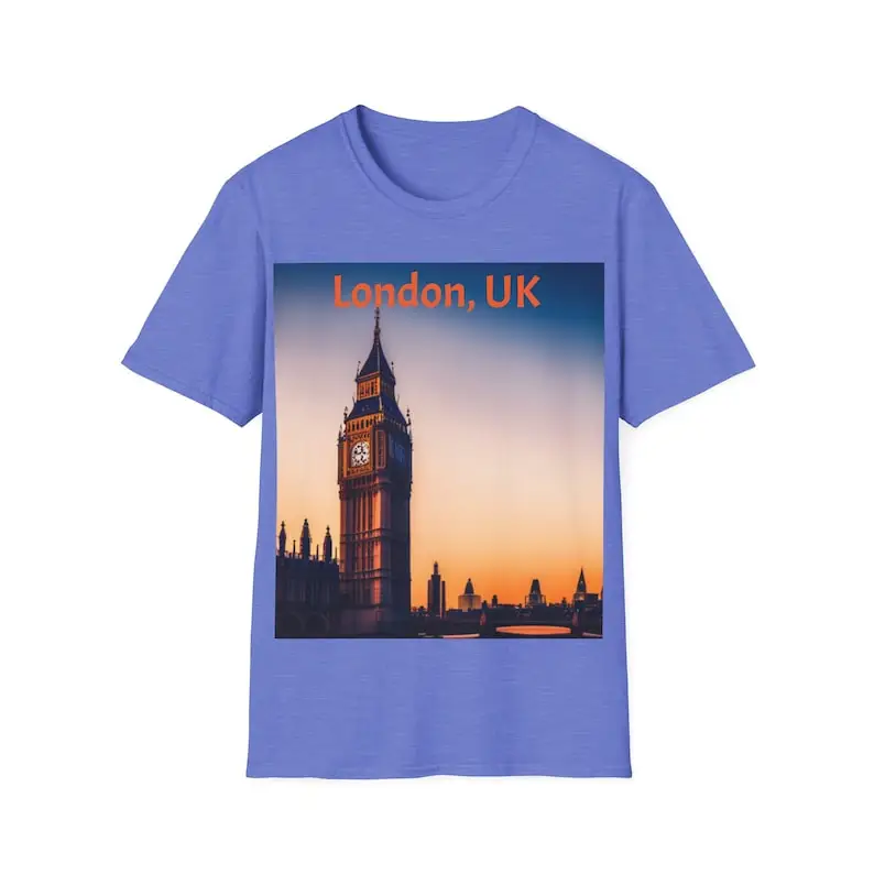 Unisex Softstyle T-Shirt City London UK Urban landmark skyline travel landscape comfortable casual graphic Big Ben Trendy