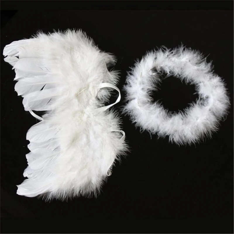 Newborn Photography Clothing Baby Headwear Angel Wings Shooting Set Full Moon 1 Year Old Photography Prop Baby Supplies