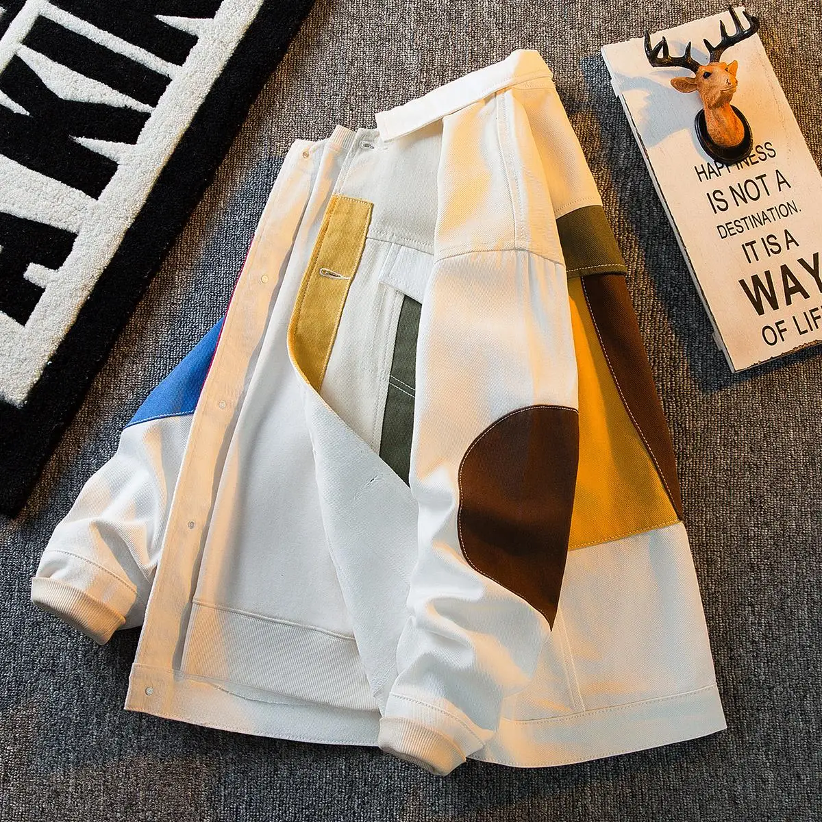 

Повседневная мужская одежда Jaet, свободная уличная одежда, лоскутный дизайн, осенне-весенняя верхняя одежда Faion, ветрозащитная длинная све