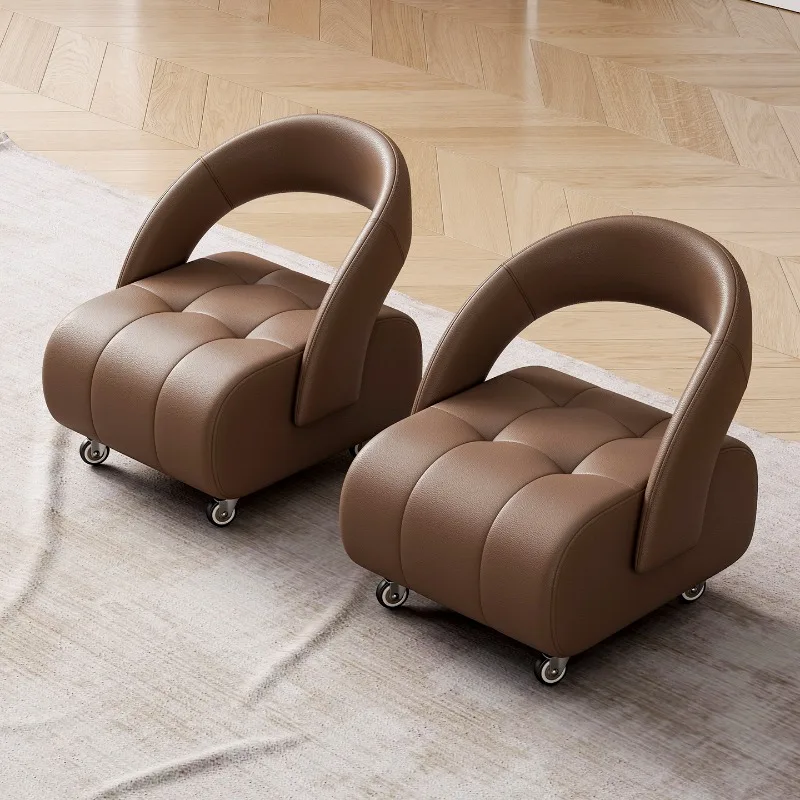 

High-end pulley silent small bench sofa stool backrest household small stool chair Italian universal wheel living room