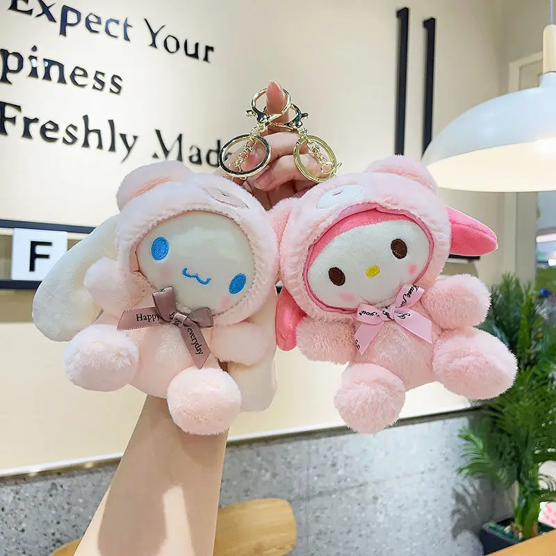 مرحبا كيتي بلدي ميلودي سينامورول الكرتون لطيف أفخم دمية Guzi Kawaii المفاتيح قلادة حقيبة حقيبة الملحقات ألعاب من القطيفة بالجملة