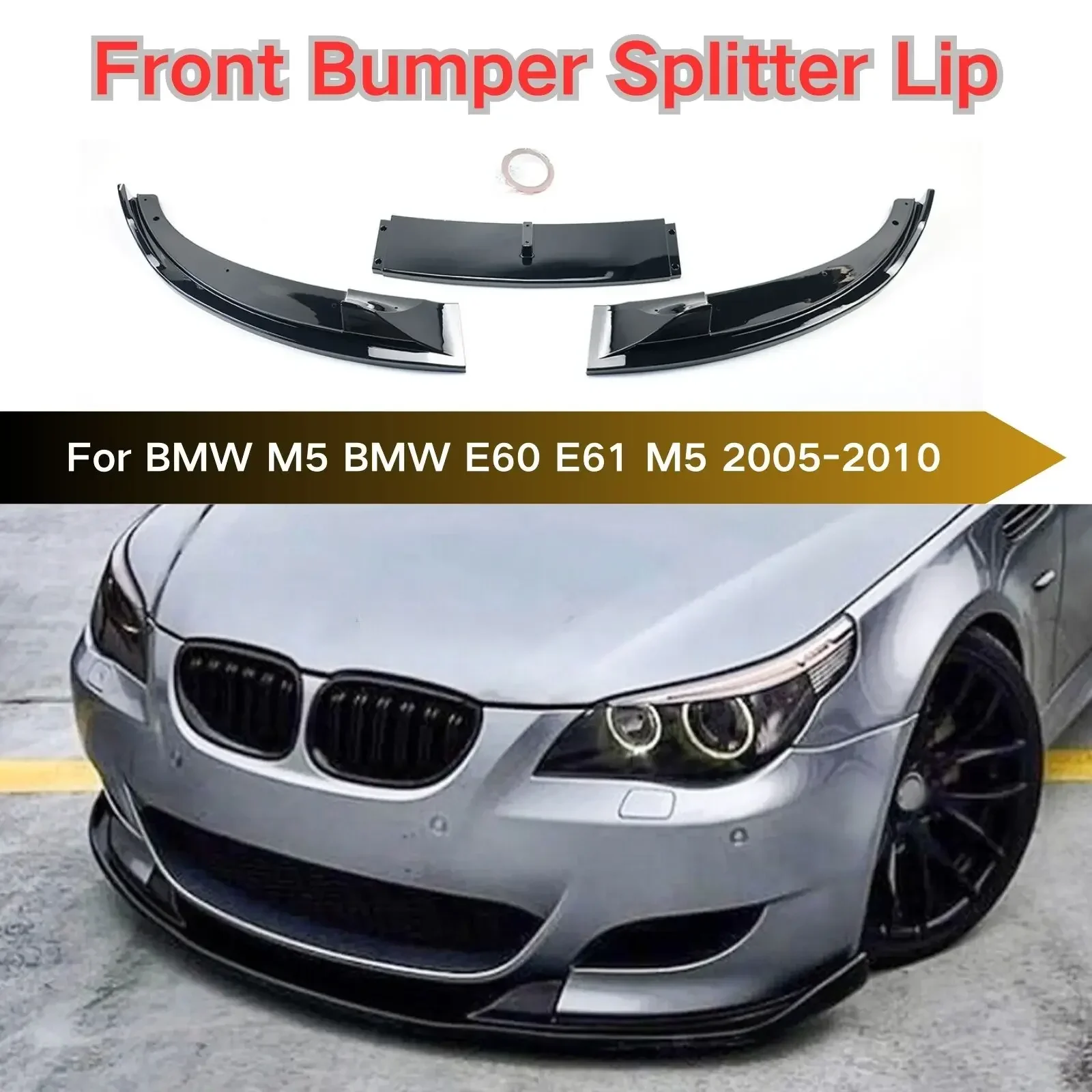 

For BMW M5 BMW E60 E61 M5 2005-2010 Front Bumper Splitter Lip Car Accessories Glossy Black Spoiler Splitter Diffuser Protector