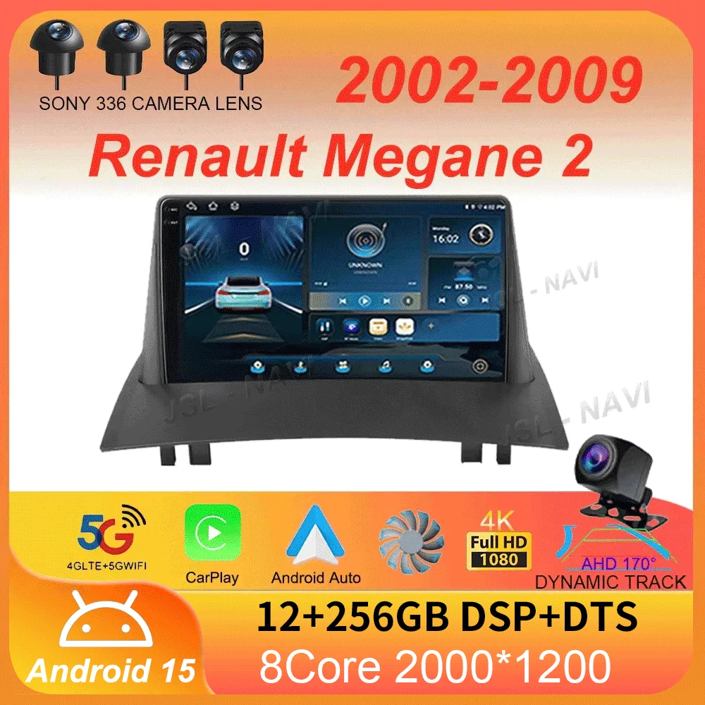 

Android 15 Carplay Auto For Renault Megane 2 2002 2003 2004 2005 2006 2007 2008 2009 Multimedia Car Radio Player WIFI+4G Stereo