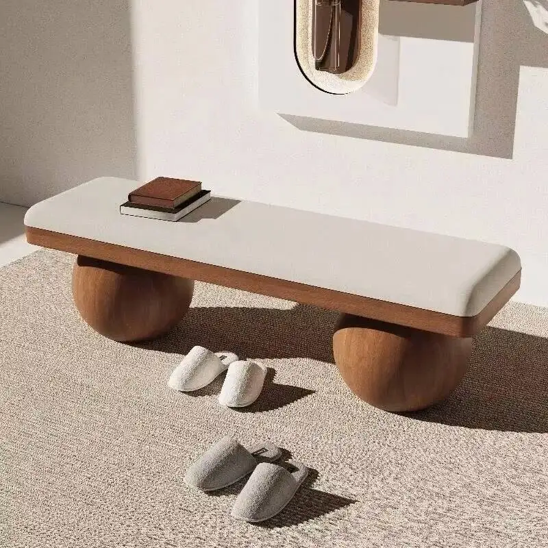 

Средневековая скамья-пуф из орехового дерева для прихожей, спальни, гостиной, отеля, прикроватный табурет, мебель для дома, в стиле ваби-саби