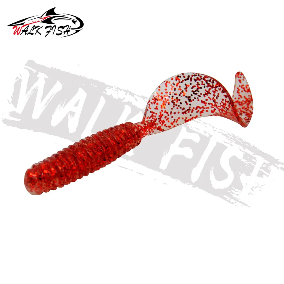 WALK FISH Soft Fishing Lure Long Bending Tail 50mm/60mm/70mm Sickle-tail Silicone Worms Bait with Salt Smell Carp Bass Pesca