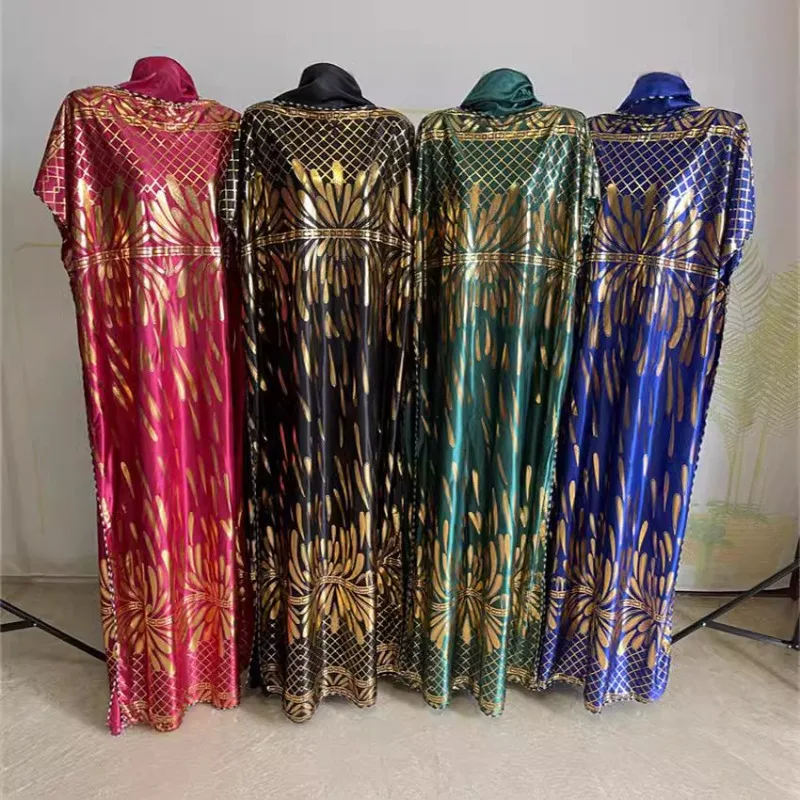 

Abayas For Women 2025 New Print Floral Polyester New Kanga Clothing Loose Femme Robe African Ngeria Dresses With Hijabs Scarf