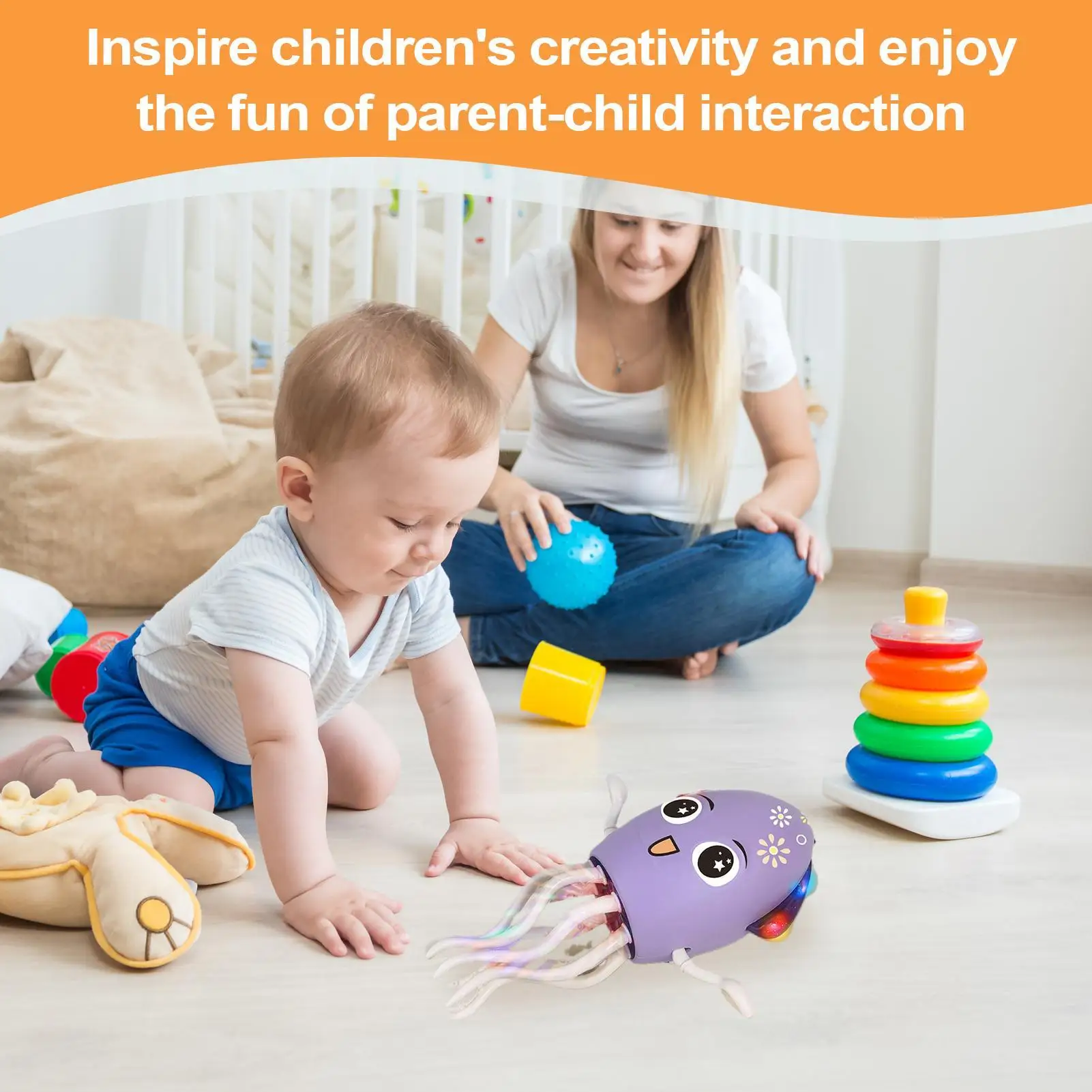 Jouet poulpe dansant, évite automatiquement, poulpe Musical rampant, Robot électrique Rechargeable par USB avec lumières LED et musique pour la maison