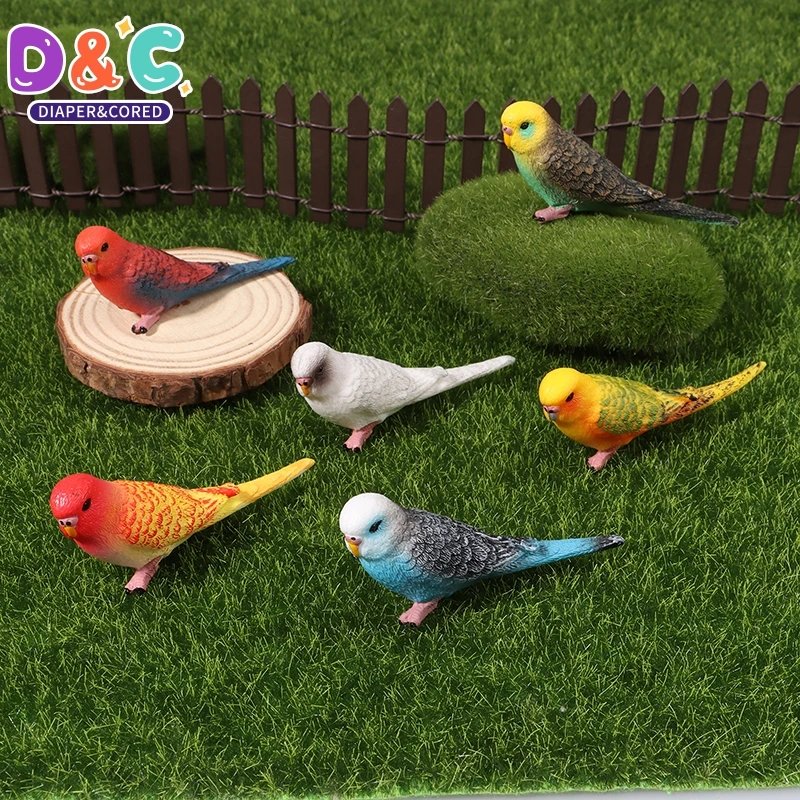 Simulation Parrot Miniature Landscape Ornament Parakeet Model Lawn Figurine Artificial Bird Home Decorative Figures Bird Decor