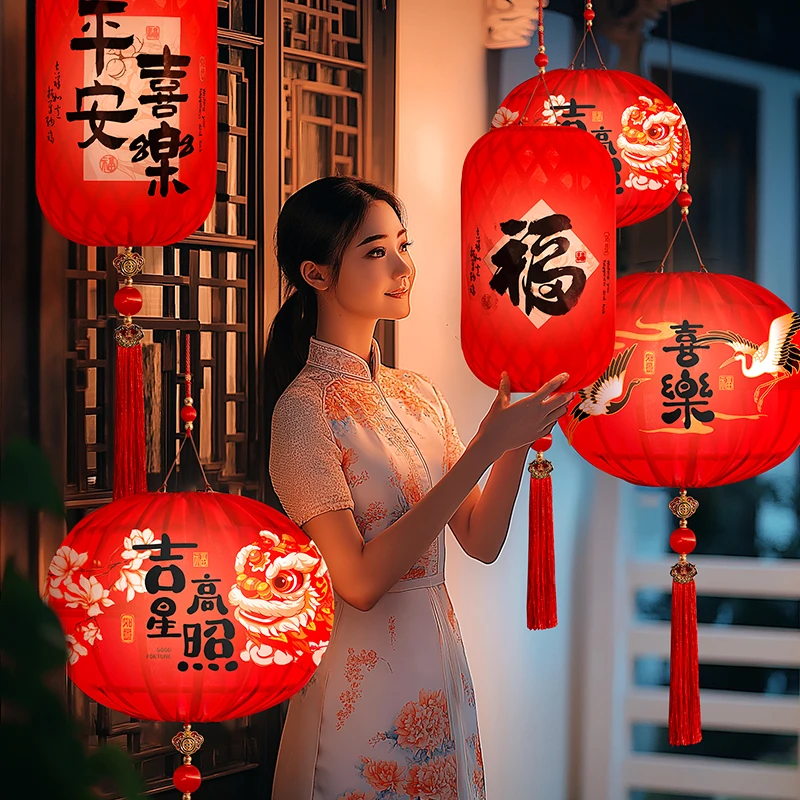 Chinese Lucky Red Lantern 2025 Year of the Snake Outdoor Balcony Entrance New Year Decoration Spring Festival Hanging Decoration