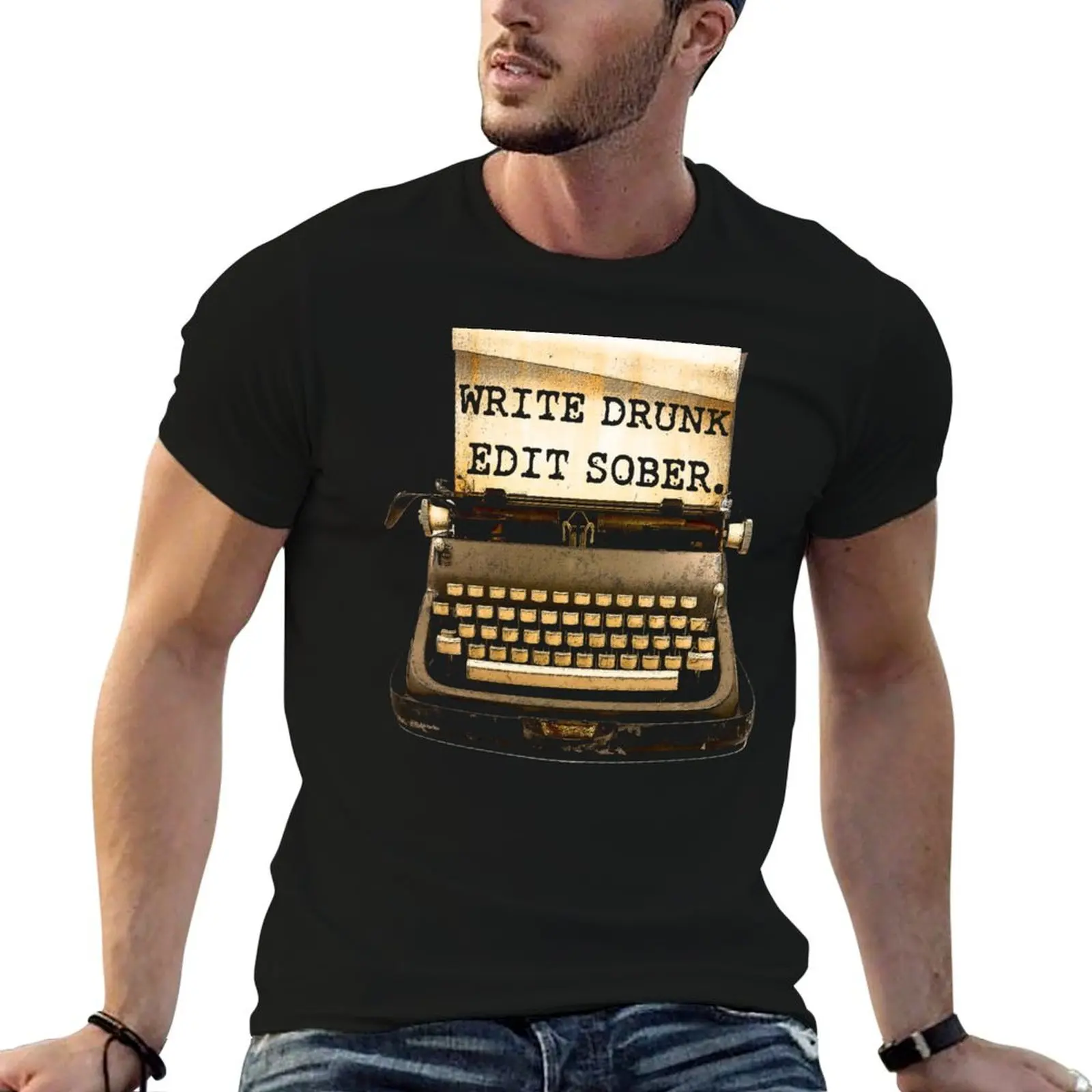 Write Drunk, Edit Sober! T-Shirt for a boy blanks black t-shirts for men
