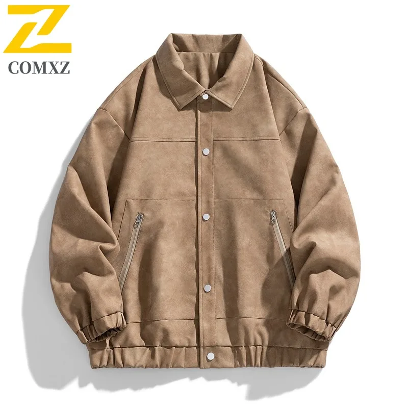 

COMXZ Varsity Jacket Korean Style Fashion Lightweight Gym Jogger Men's Coat Climbing Wear Resistant Scratch Resistant Outerwear