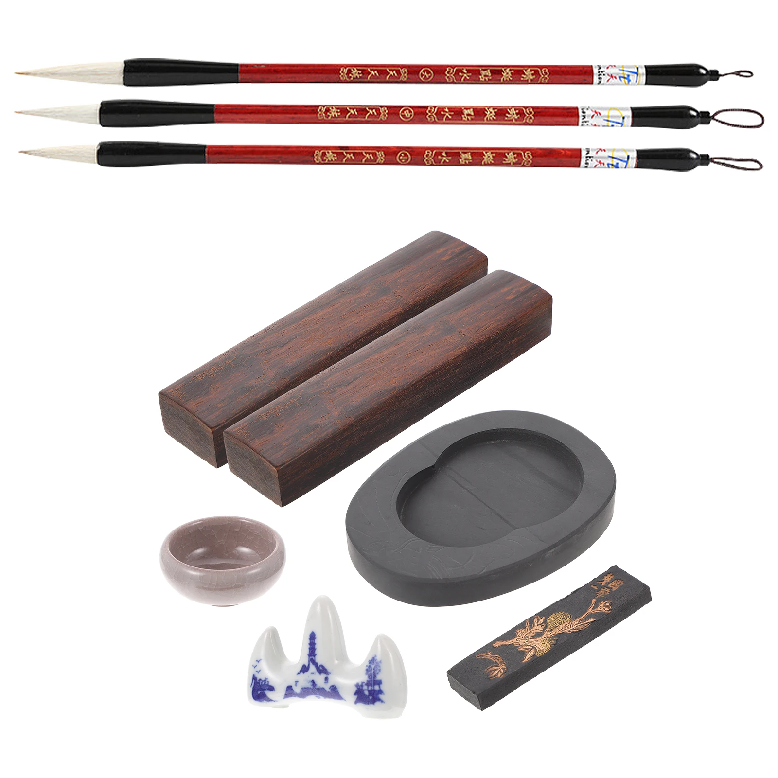

1 set 1 Set Chinese Four Treasures Of The Study Kit Calligraphy Pen Ink Weight Brush Pen Set Durable Smooth Surface