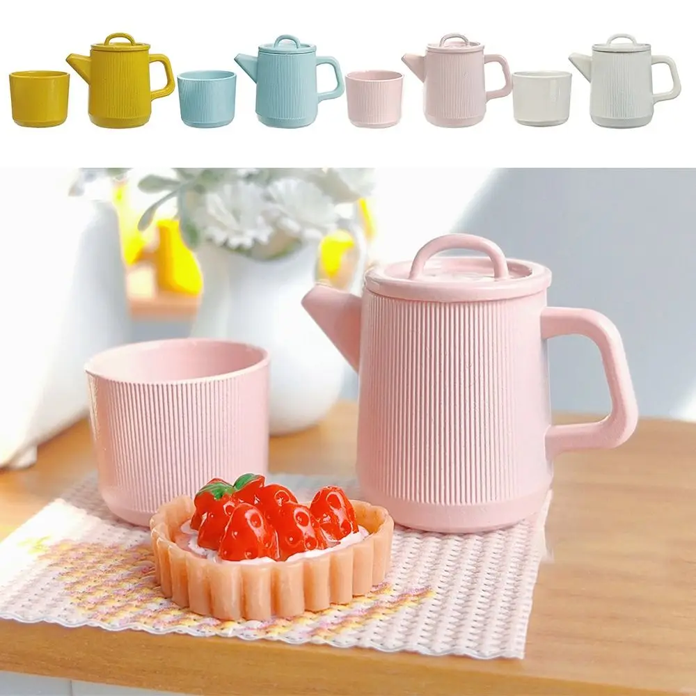 Creative 1/6 Dollhouse Teapot Doll Accessories Alloy Doll Kettle Cup Set Scene Model Playing House Miniature Drinkware