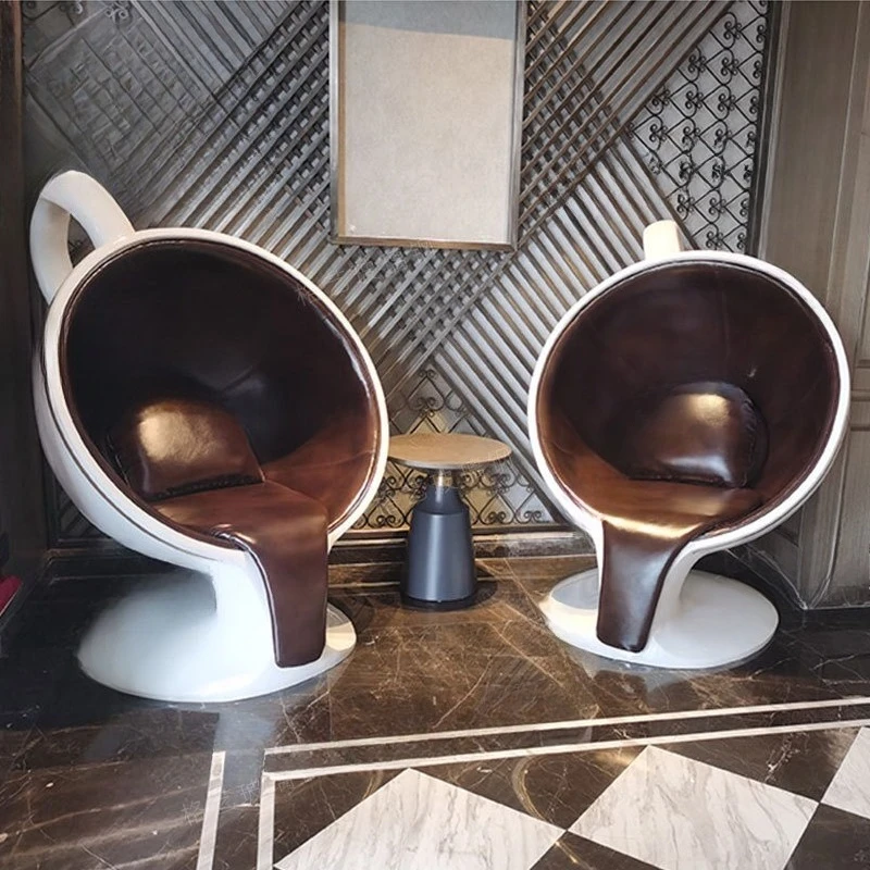 Fiberglass coffee cup stool shopping mall special-shaped soft bag sculpture seat hotel villa personalized semicircular rest