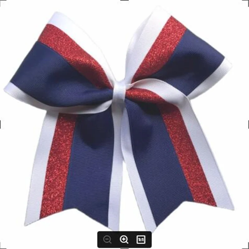 10pcs/ 7.5inch Softball Hair Bows/White and custom color hairbows/Glitter Hair Bow Elastic rubber band Hair accessory hair bows