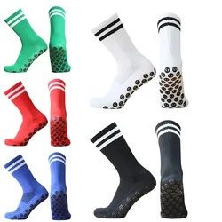 New Round Silicone Stripe Training Match Anti Slip Football Socks Outdoor Sports Men Women Breathable Sweatwicking Soccer Socks