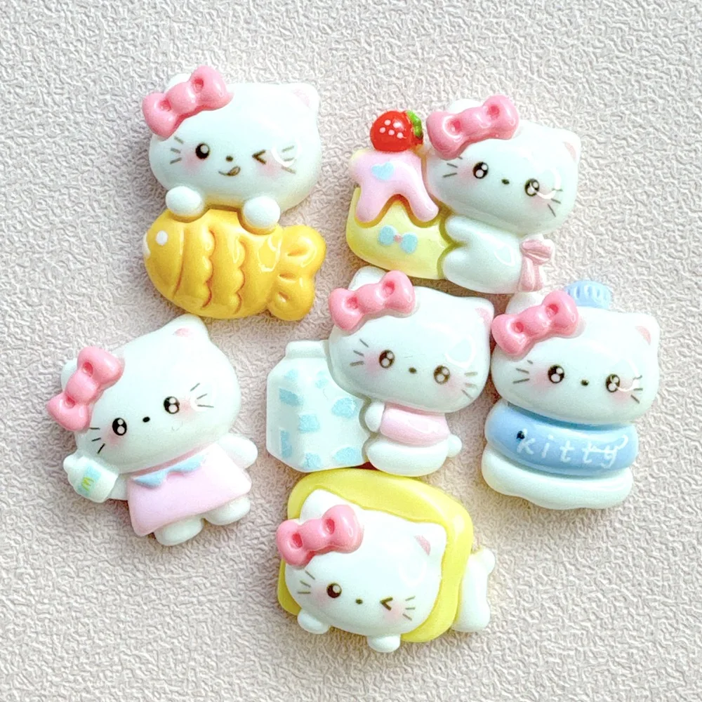 5pcs miniso sanrio helloe kitty resin flatback cabochons jewelry accessories diy resin charms for scrapbooking embellishments