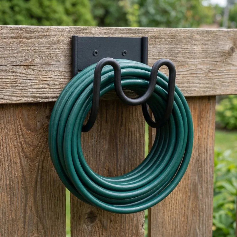 Tool Holder Rust Proof Garden Hose Holder Durable Wall Mount Water Hose Rack Extra Large Sturdy Metal Wire Holder Outdoor