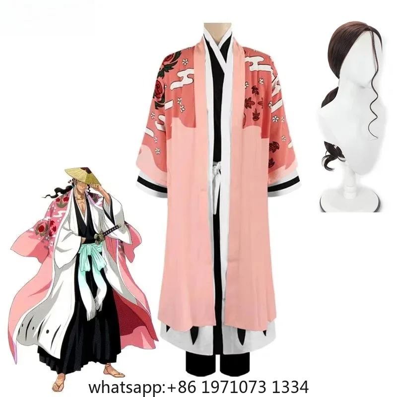Kyoraku Shunsui Cosplay Bleach Thousand Year Blood War Arc Cosplay Costume Wig Men Party Role Playing Uniform Clothes Outfit
